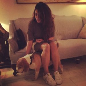 Ritika-Sajdeh-Playing-With-Her -Pet-Dog